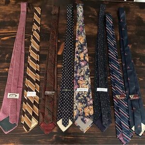 Mens Vintage Tie Bundle Designer Neckties Paisley Floral Striped 80s 90s Lot